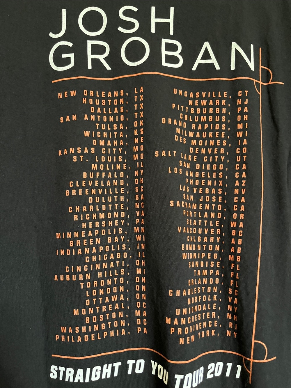 Large Anvil Black Graphic Josh Groban Tour T‑Shirt - Picture 6 of 8